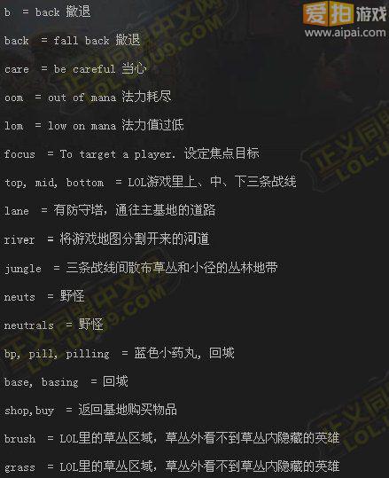 [新手入门] 正义同盟常用游戏术语缩写 - lol英雄